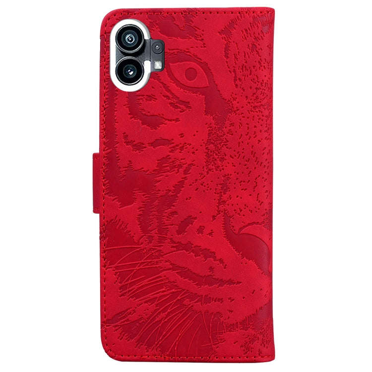 For Nothing Phone 1 Tiger Embossing Pattern Flip Leather Phone Case(Red)
