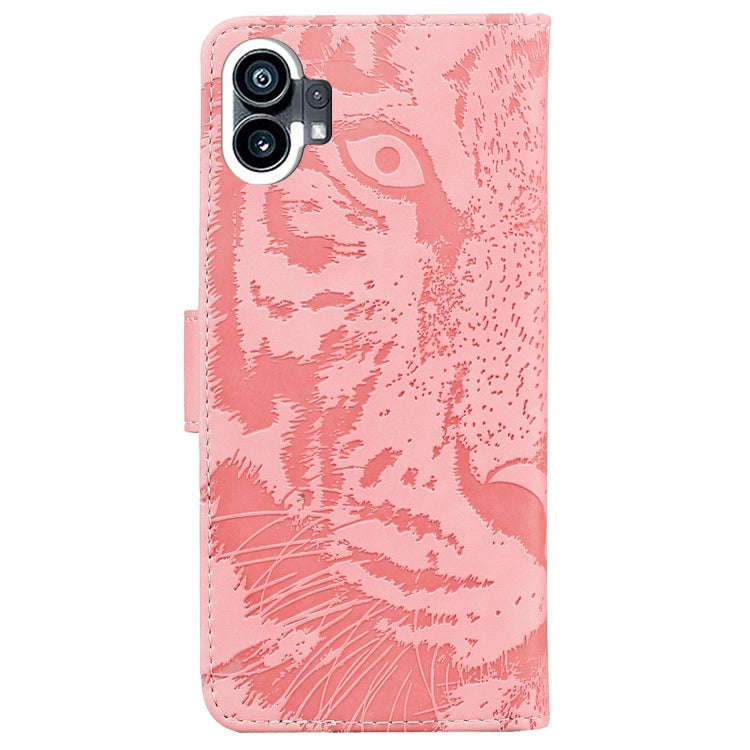 For Nothing Phone 1 Tiger Embossing Pattern Flip Leather Phone Case(Pink)