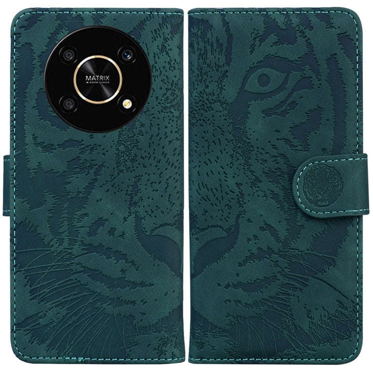 For Honor X9 / X9 5G Tiger Embossing Pattern Flip Leather Phone Case(Green)