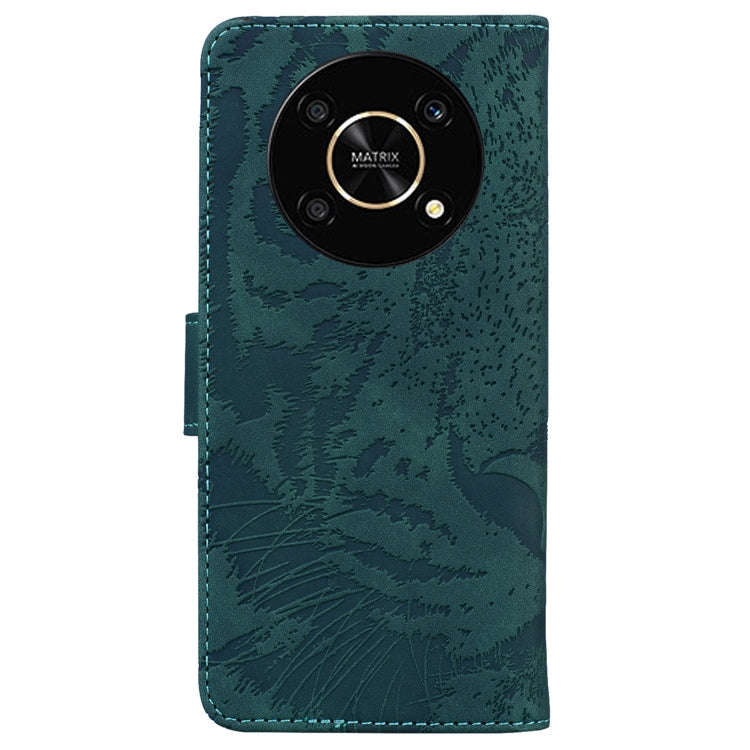 For Honor X9 / X9 5G Tiger Embossing Pattern Flip Leather Phone Case(Green)