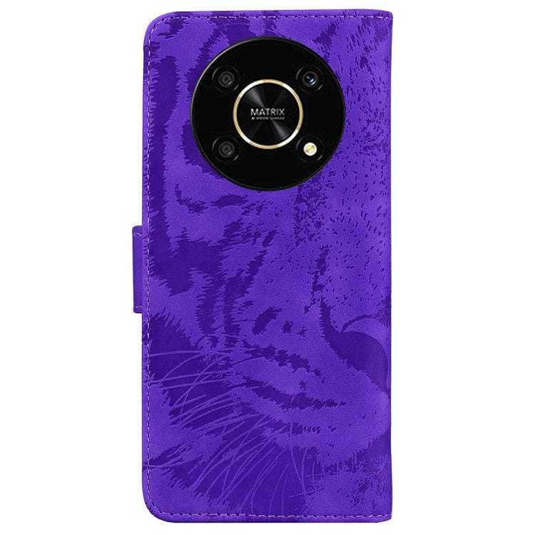 For Honor X9 / X9 5G Tiger Embossing Pattern Flip Leather Phone Case(Purple)