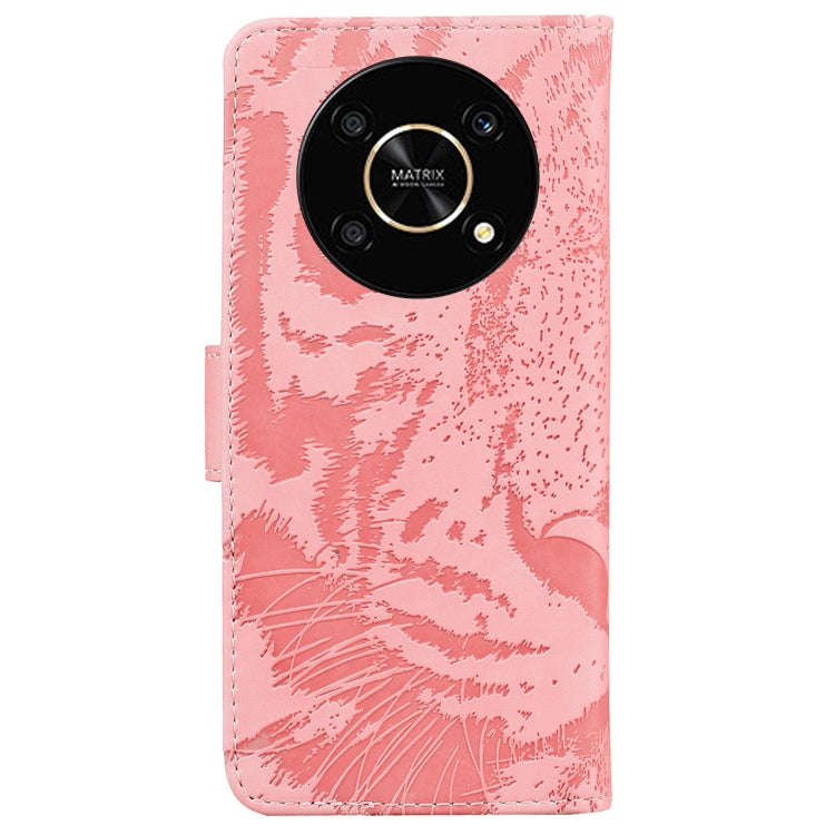For Honor X9 / X9 5G Tiger Embossing Pattern Flip Leather Phone Case(Pink)