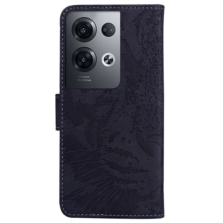For OPPO Reno8 Pro Tiger Embossing Pattern Flip Leather Phone Case(Black)