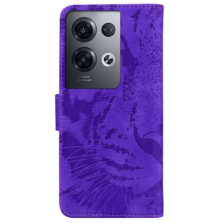 For OPPO Reno8 Pro Tiger Embossing Pattern Flip Leather Phone Case(Purple)