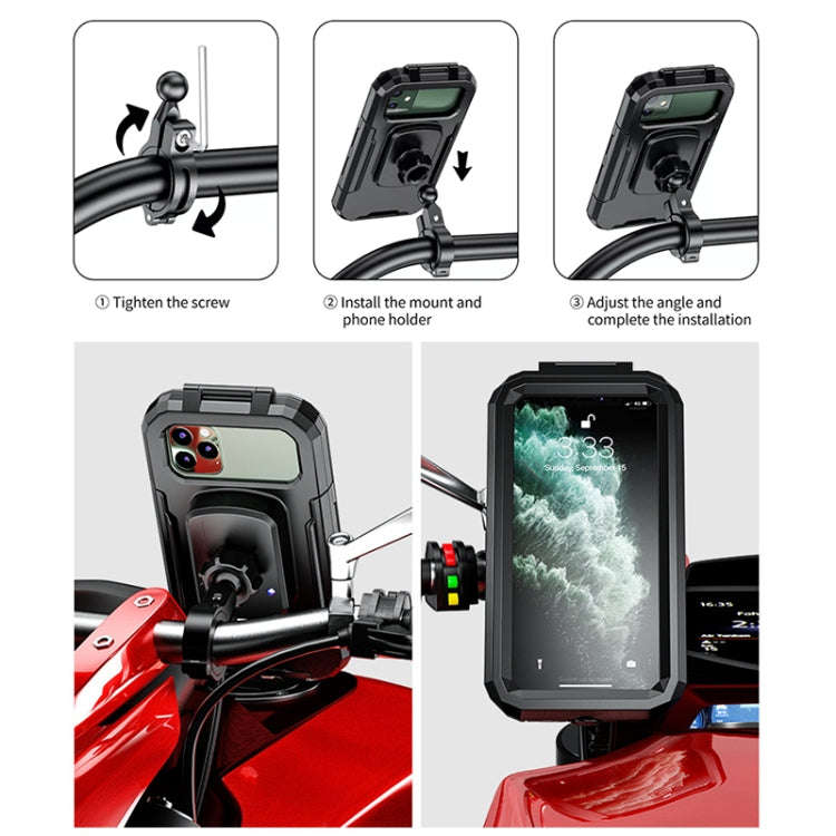 Kewig M18L-A1 Motorcycle / Bicycle Handlebar Wireless Charging Waterproof Box Mobile Phone Holder