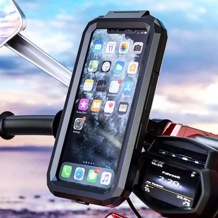Kewig M18S-A2 Motorcycle / Bicycle Rearview Mirror Wireless Charging Waterproof Box Mobile Phone ...