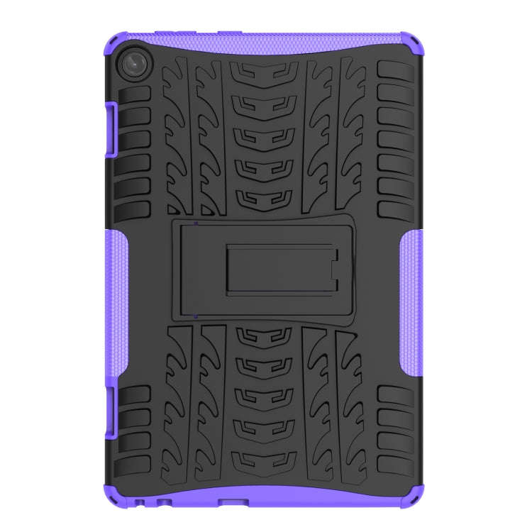 For Lenovo Tab M10 3rd Gen Tire Texture TPU + PC Tablet Case with Holder(Purple)