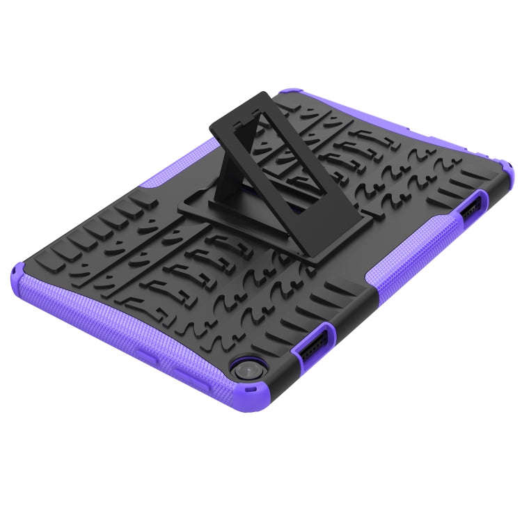 For Lenovo Tab M10 3rd Gen Tire Texture TPU + PC Tablet Case with Holder(Purple)