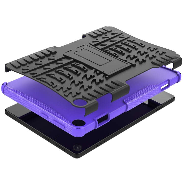 For Lenovo Tab M10 3rd Gen Tire Texture TPU + PC Tablet Case with Holder(Purple)