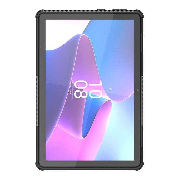 For Lenovo Tab M10 3rd Gen Tire Texture TPU + PC Tablet Case with Holder(Black)