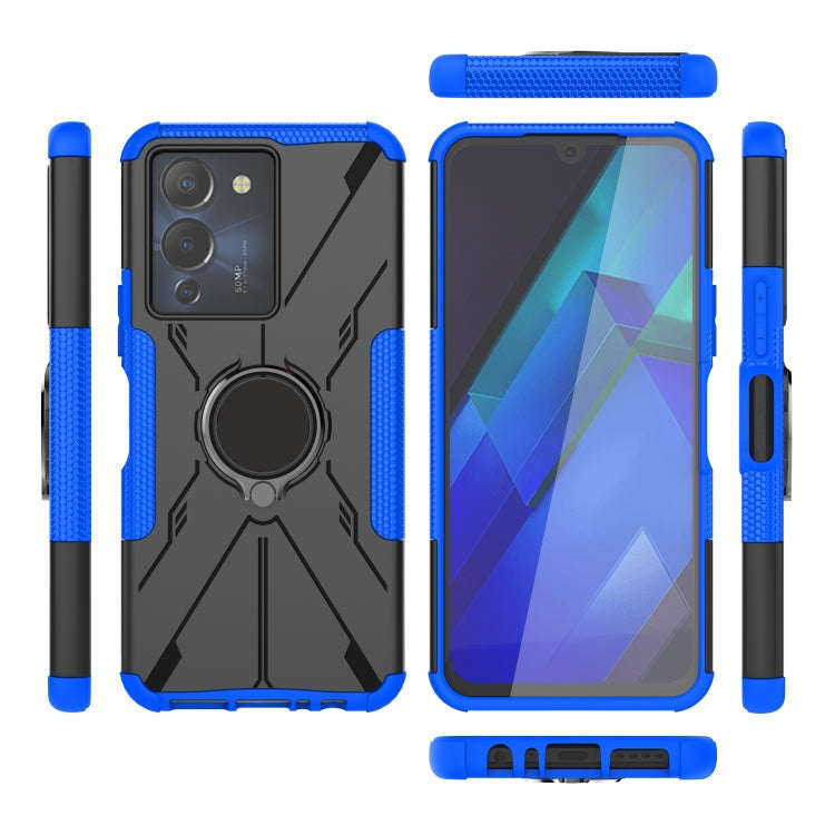 For Infinix Note 12 G96 Armor Bear Shockproof PC + TPU Phone Case with Ring(Blue)