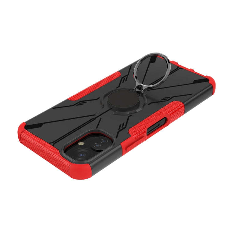 For Tecno Spark 9T Armor Bear Shockproof PC + TPU Phone Case with Ring(Red)