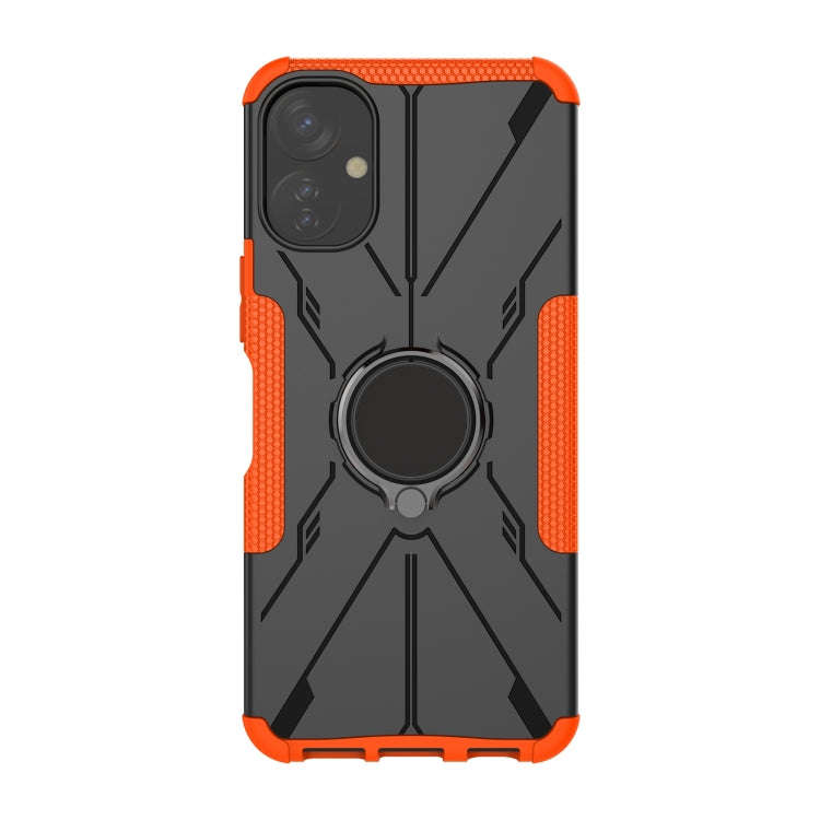 For Tecno Spark 9T Armor Bear Shockproof PC + TPU Phone Case with Ring(Orange)