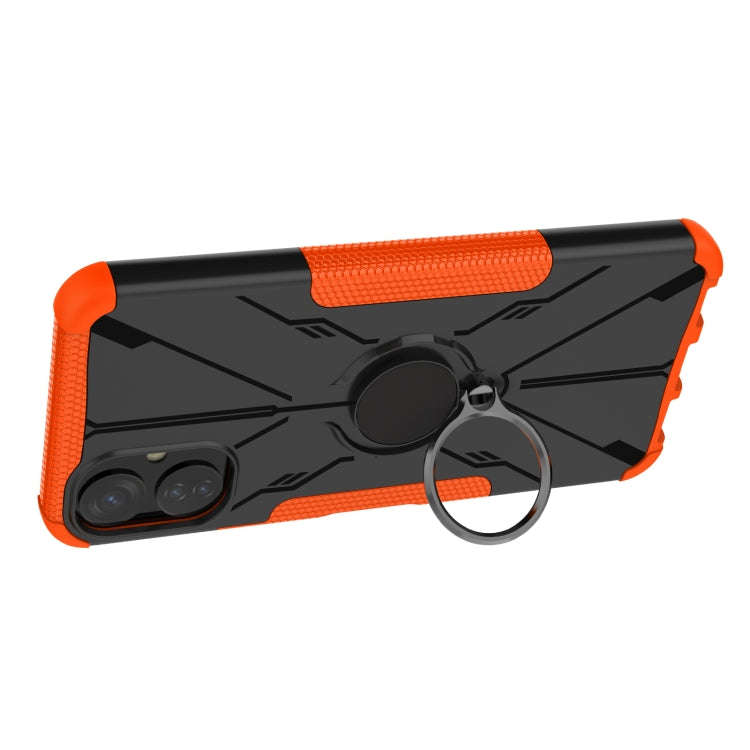 For Tecno Spark 9T Armor Bear Shockproof PC + TPU Phone Case with Ring(Orange)