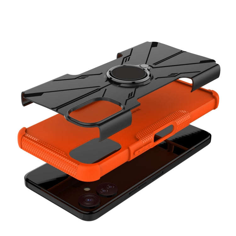 For Tecno Spark 9T Armor Bear Shockproof PC + TPU Phone Case with Ring(Orange)