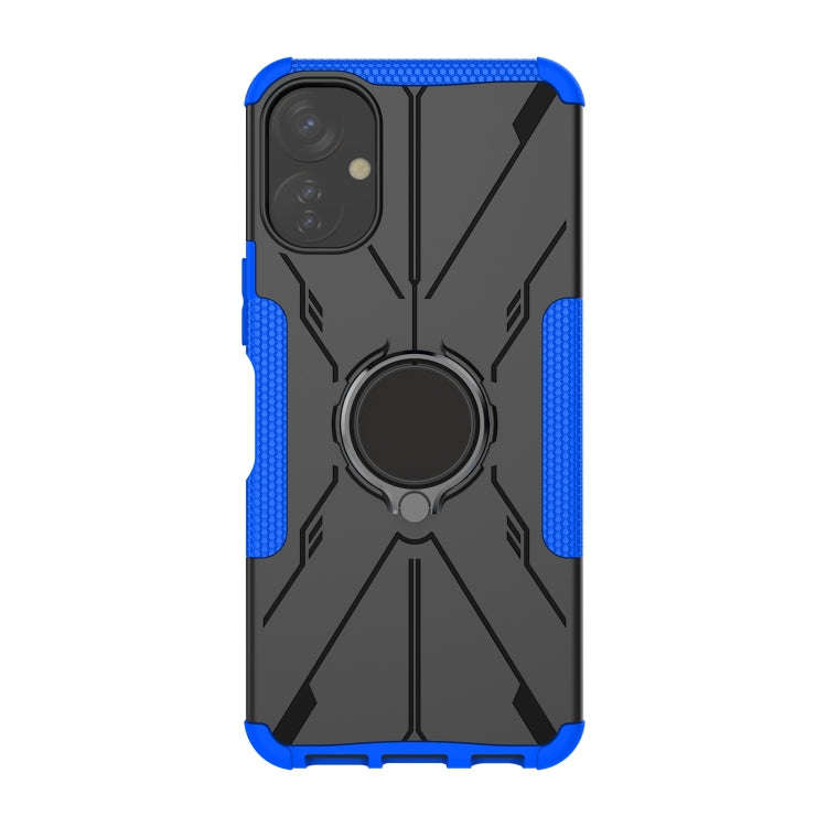 For Tecno Spark 9T Armor Bear Shockproof PC + TPU Phone Case with Ring(Blue)