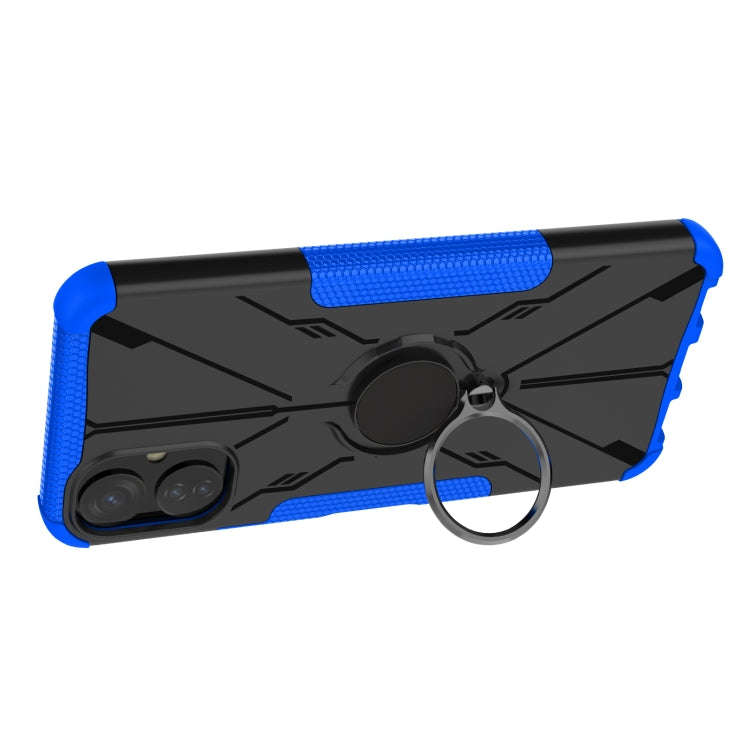 For Tecno Spark 9T Armor Bear Shockproof PC + TPU Phone Case with Ring(Blue)