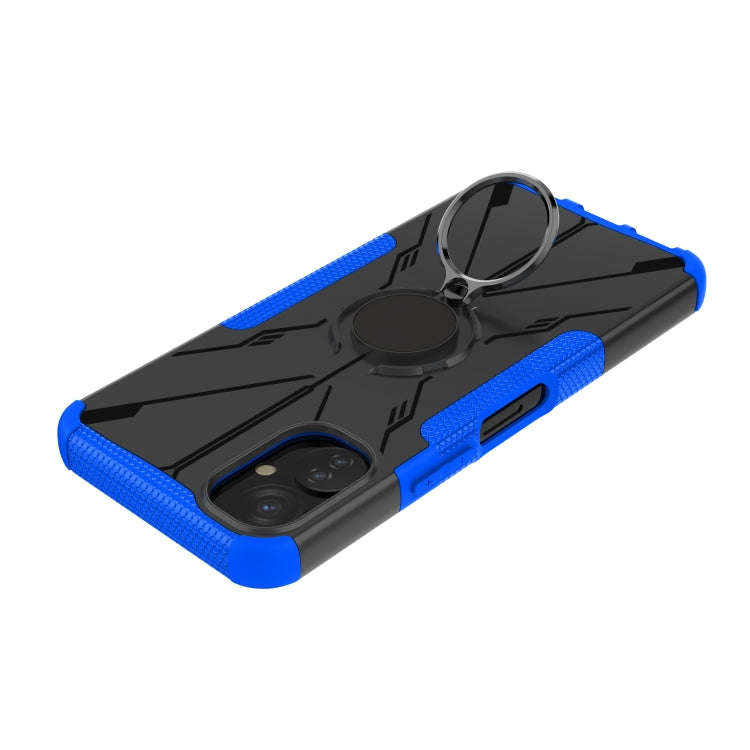 For Tecno Spark 9T Armor Bear Shockproof PC + TPU Phone Case with Ring(Blue)