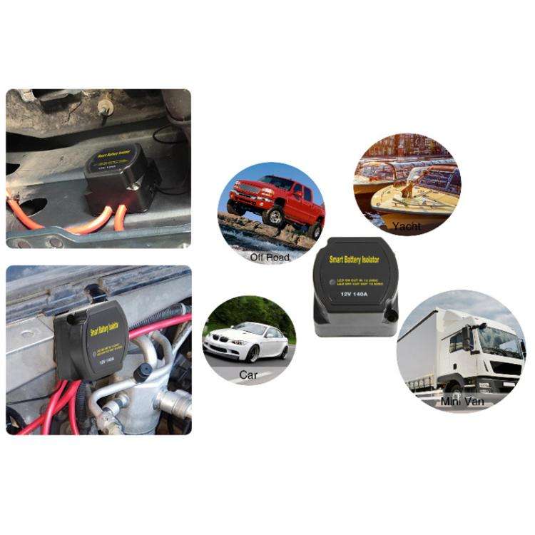 12V 140A Car Yacht RV Smart Dual Battery Isolation Controller with Relay