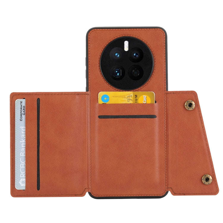 For Huawei Mate 50 Double Buckle Magnetic Phone Case(Light Brown)