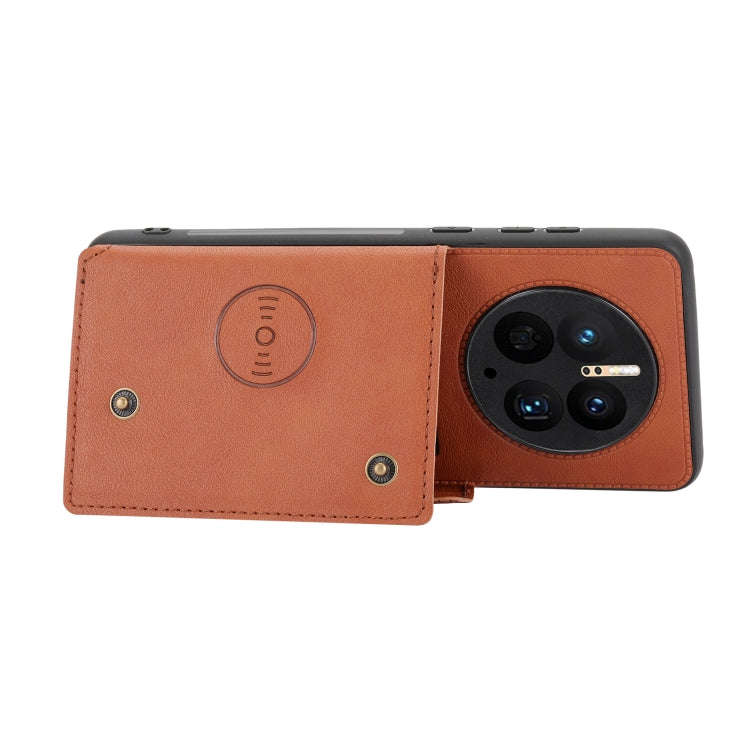 For Huawei Mate 50 Pro Double Buckle Magnetic Phone Case(Light Brown)