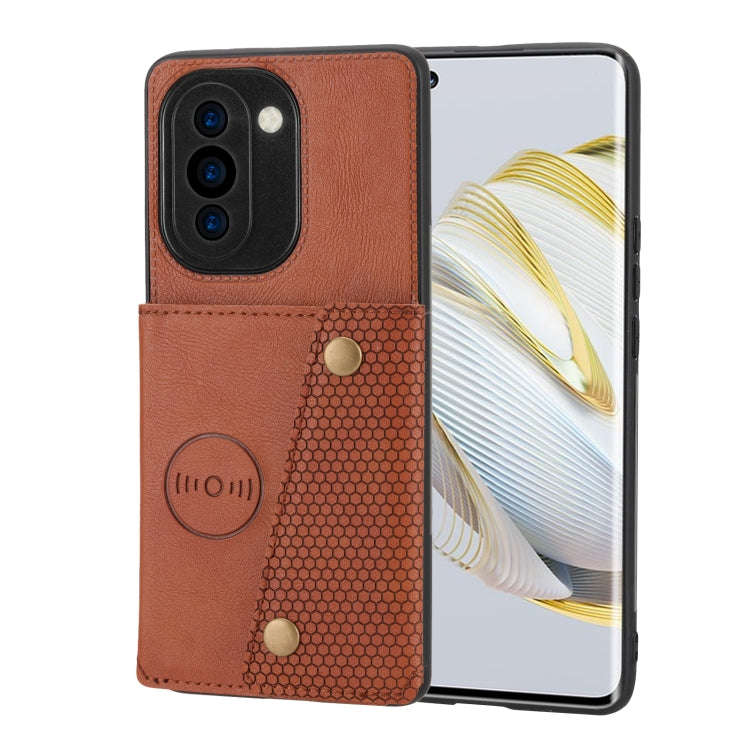 For Huawei nova 10 Pro Double Buckle Magnetic Phone Case(Light Brown)