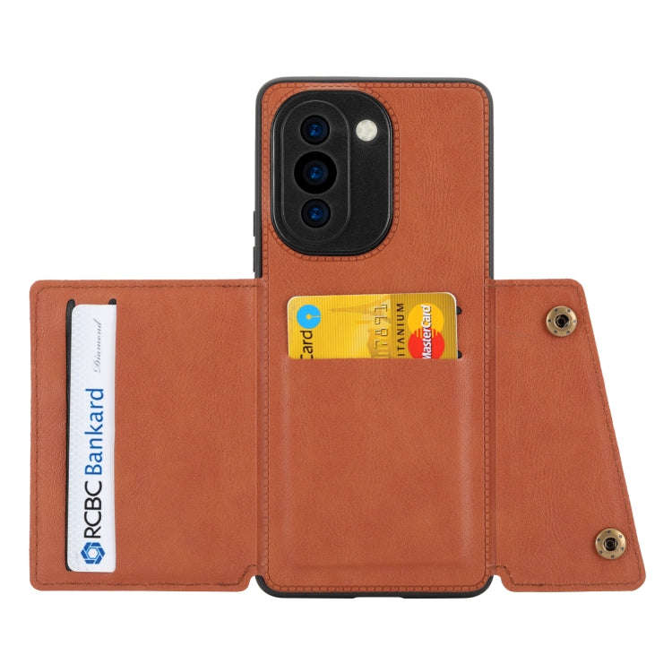 For Huawei nova 10 Pro Double Buckle Magnetic Phone Case(Light Brown)