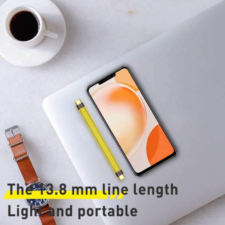 100W 10Gbps USB-C/Type-C Female to USB-C/Type-C Male FPC Flexible Data Cable, Length: 13.8cm(Yellow)