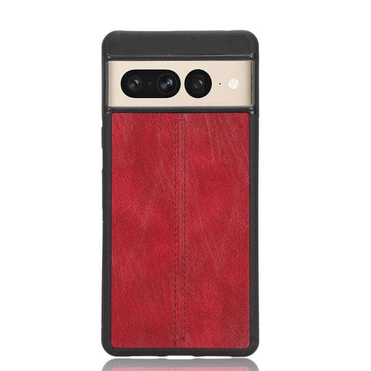 For Google Pixel 7 Pro 5G Shockproof Sewing Cow Skin Texture PC + PU + TPU Case(Red)