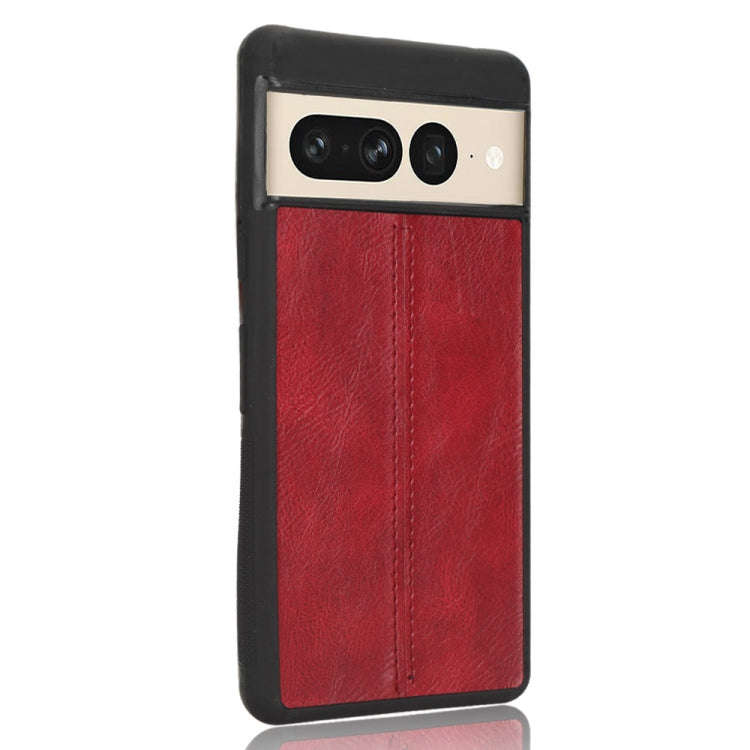For Google Pixel 7 Pro 5G Shockproof Sewing Cow Skin Texture PC + PU + TPU Case(Red)