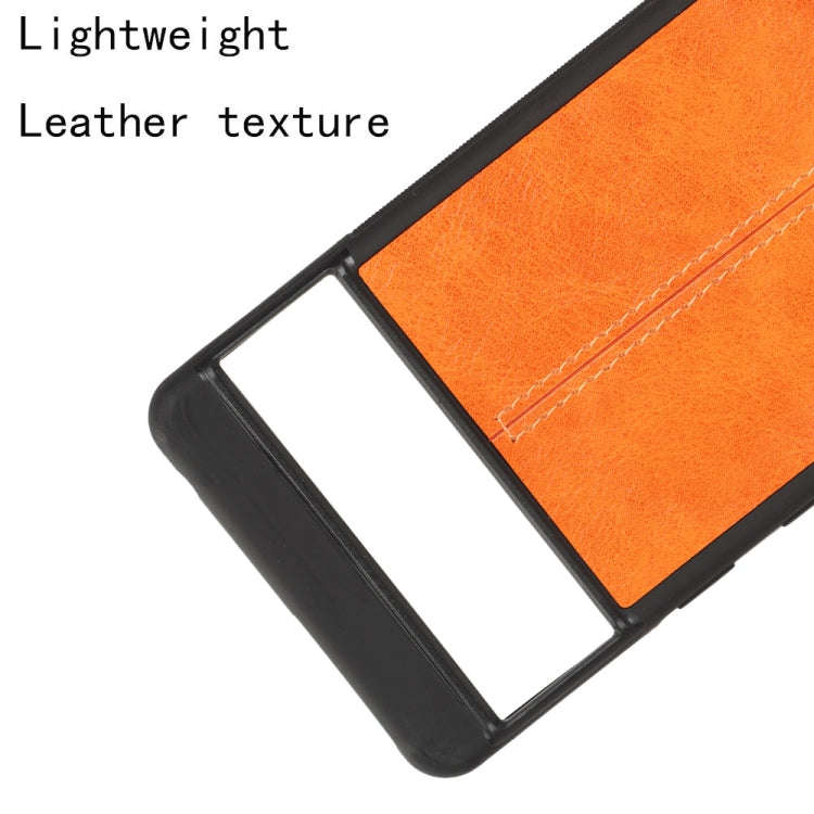 For Google Pixel 7 Pro 5G Shockproof Sewing Cow Skin Texture PC + PU + TPU Case(Orange)
