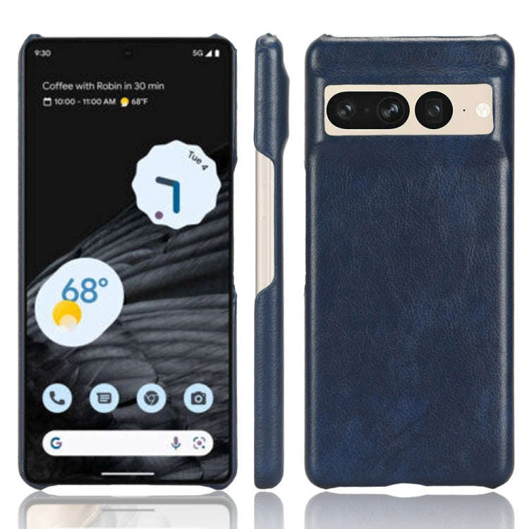 For Google Pixel 7 Pro 5G Shockproof Litchi Texture PC + PU Case(Blue)