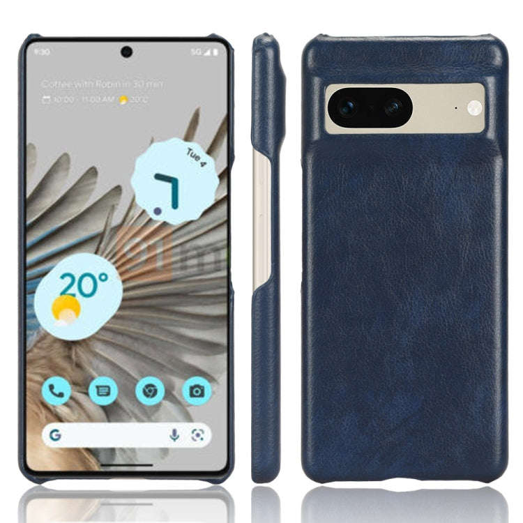 For Google Pixel 7 5G Shockproof Litchi Texture PC + PU Case(Blue)