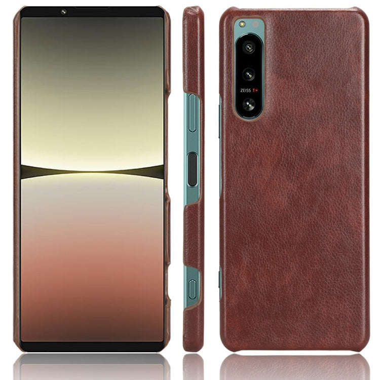 For Sony Xperia 5 IV Shockproof Litchi Texture PC + PU Case(Brown)