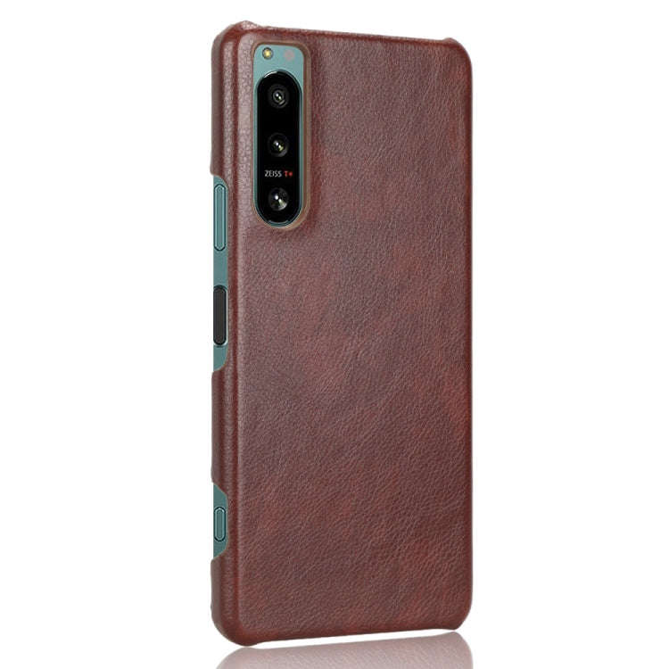 For Sony Xperia 5 IV Shockproof Litchi Texture PC + PU Case(Brown)