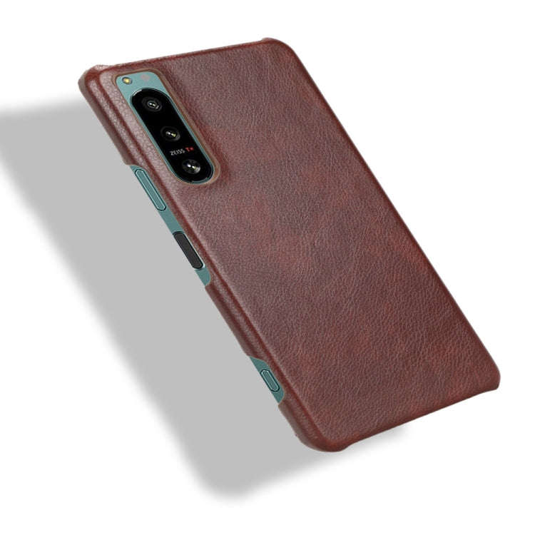 For Sony Xperia 5 IV Shockproof Litchi Texture PC + PU Case(Brown)