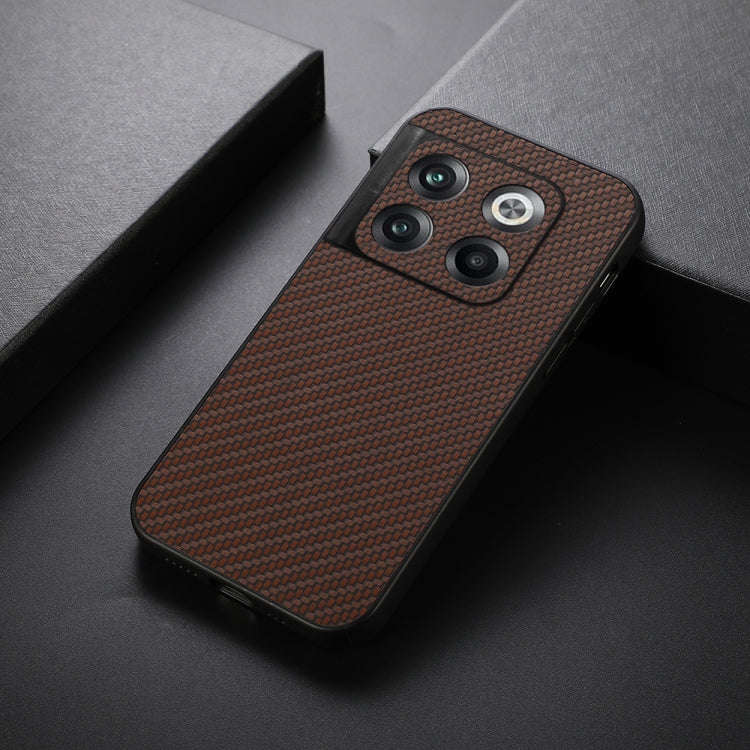 For OnePlus Ace Pro / 10T Carbon Fiber Texture PU Phone Case(Brown)