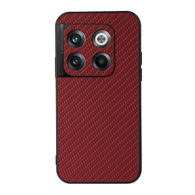 For OnePlus Ace Pro / 10T Carbon Fiber Texture PU Phone Case(Red)