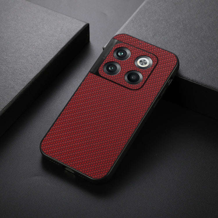 For OnePlus Ace Pro / 10T Carbon Fiber Texture PU Phone Case(Red)
