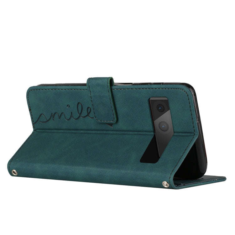 For Google Pixel 7 Skin Feel Heart Pattern Leather Phone Case(Green)