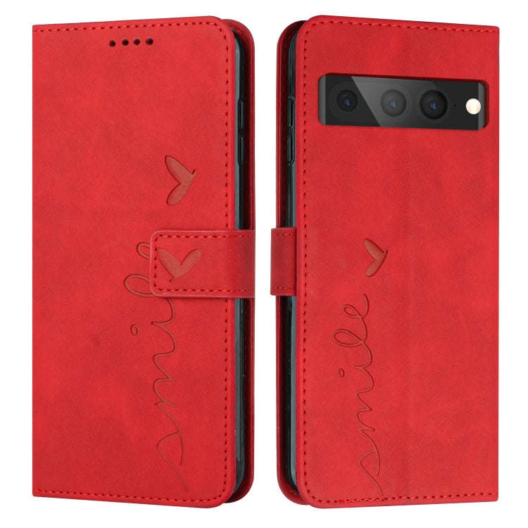 For Google Pixel 7 Pro Skin Feel Heart Pattern Leather Phone Case(Red)