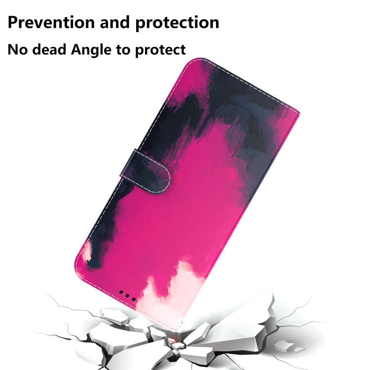 For Asus Zenfone 9 Watercolor Pattern Flip Leather Phone Case(Berry Color)