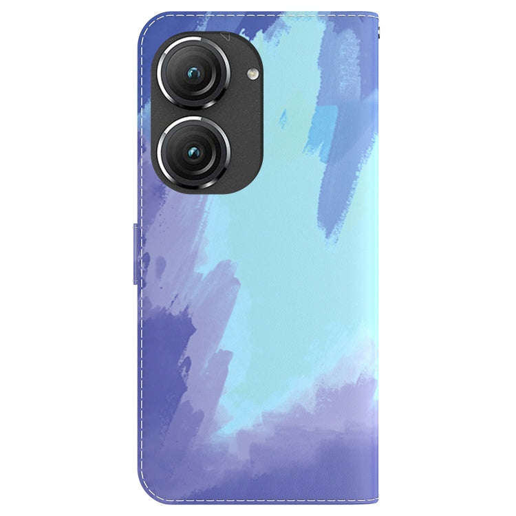 For Asus Zenfone 9 Watercolor Pattern Flip Leather Phone Case(Winter Snow)