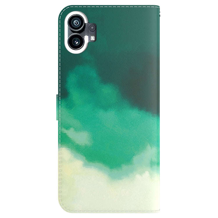 For Nothing Phone 1 Watercolor Pattern Flip Leather Phone Case(Cyan Green)