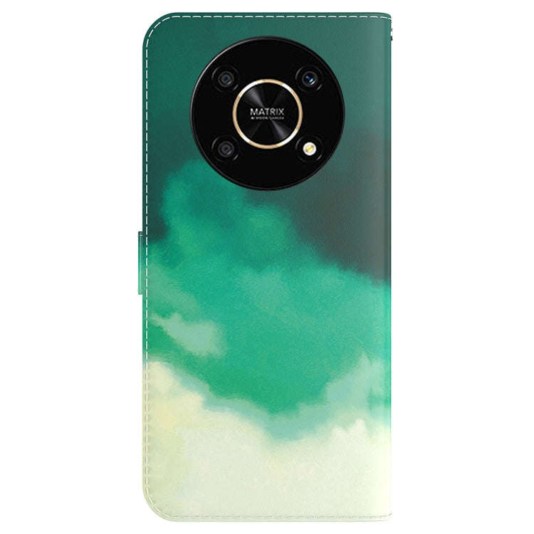 For Honor X9 / X9 5G Watercolor Pattern Flip Leather Phone Case(Cyan Green)