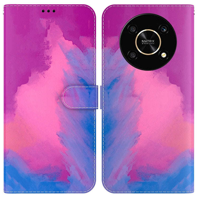 For Honor X9 / X9 5G Watercolor Pattern Flip Leather Phone Case(Purple Red)