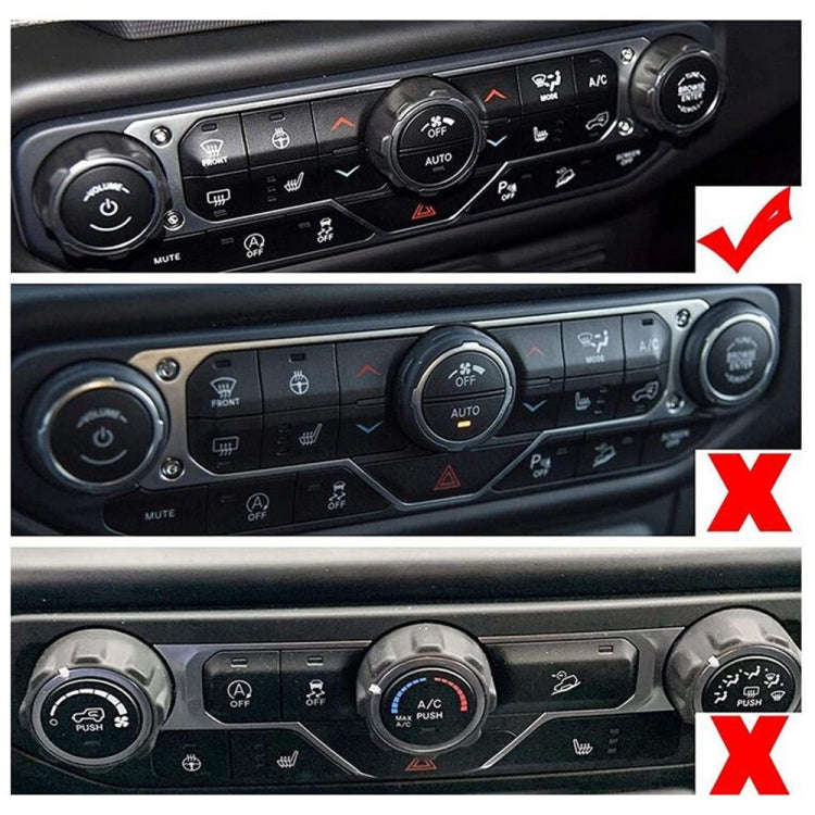 For Jeep Wrangler 2018-2021 4 in 1 Car Air Conditioner Switch Headlight Button Knob Cover Trim(Bl...