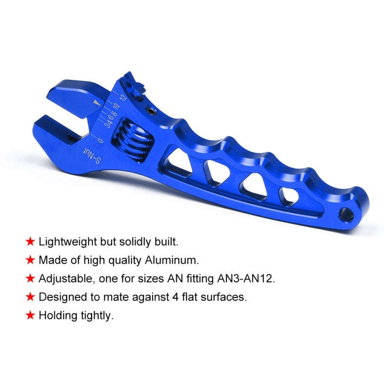 Car AN3-AN12 Adjustable Aluminum Wrench Hose Fitting Tool(Blue)