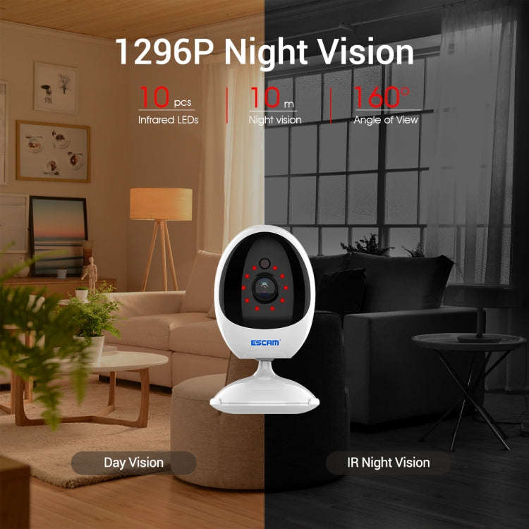 ESCAM QF006 3MP 1296P HD Indoor Wireless PTZ IP Camera IR Night Vision AI Humanoid Detection Home...