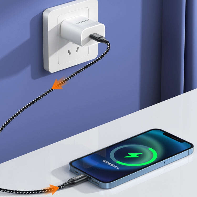 awei CL-126 1.2m 4 in 1 USB to USB-C / Type-C to 8Pin Data Fast Charging Cable(Black)